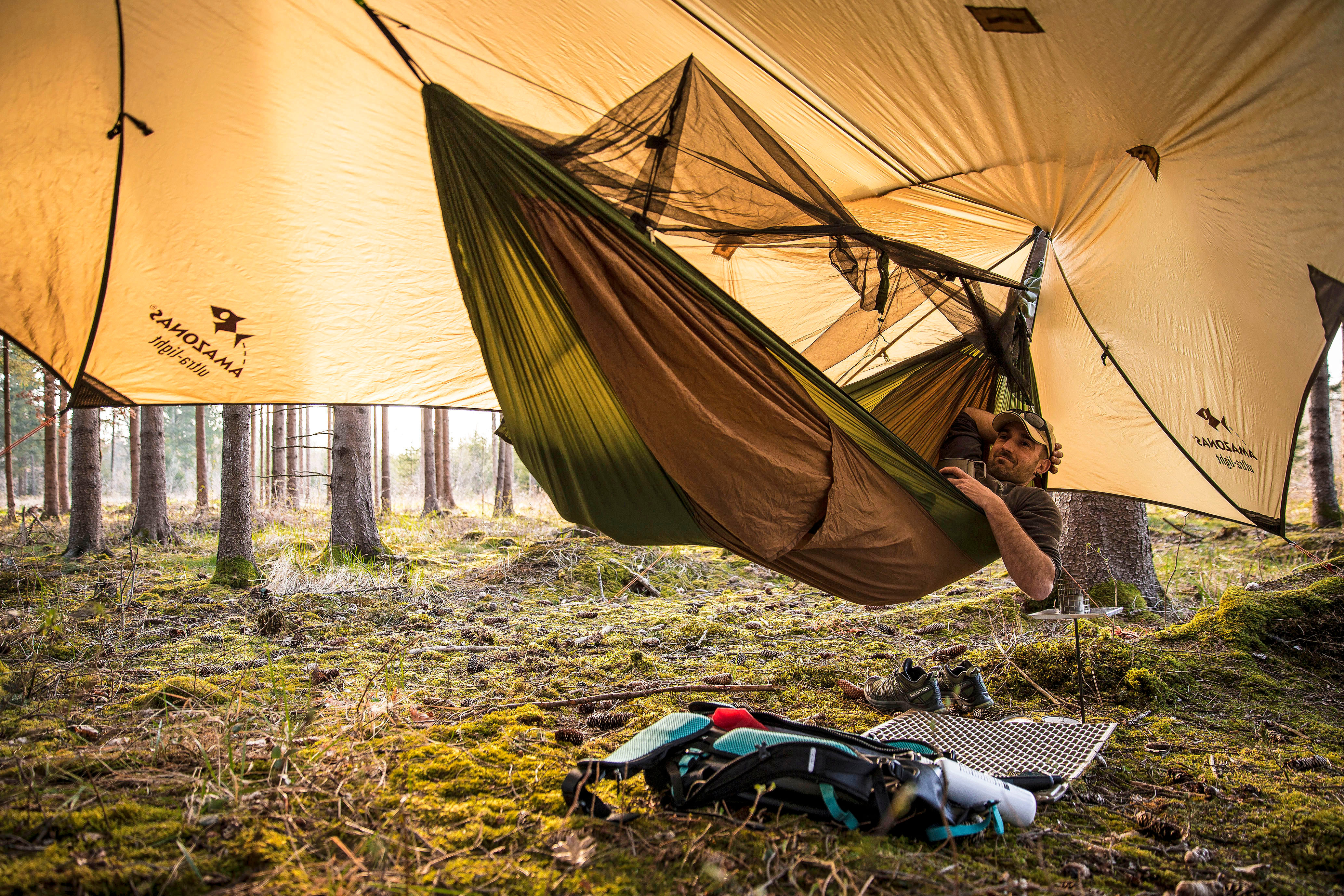 amazonas ultraleicht hängematte adventure hero xxl Hammock grün-braun 1 Person Felgen Outwell Calgary L - Farbe:Ocker